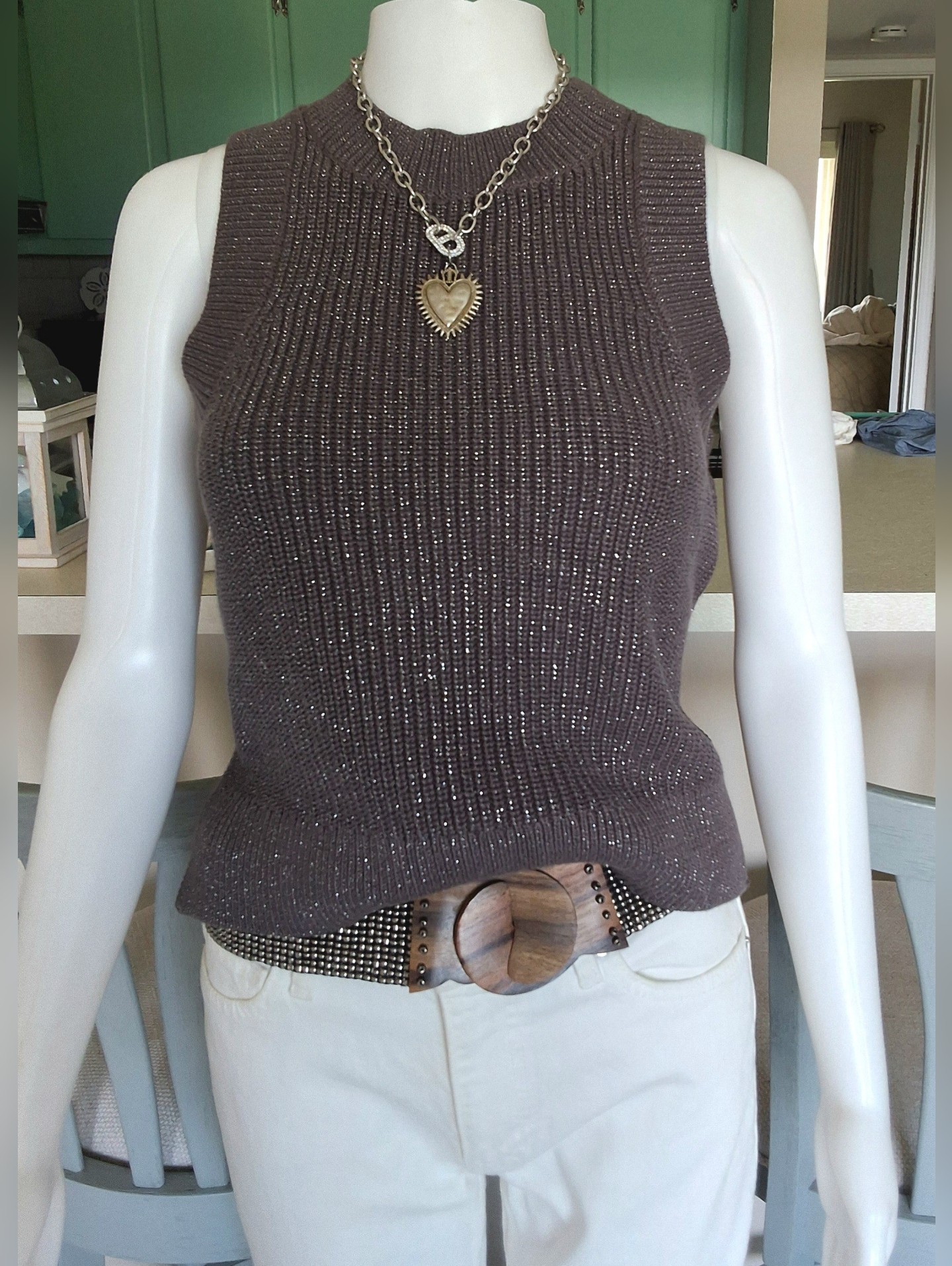 525 America Sparkly Charcoal High Crewneck Tank - Small - Nwt